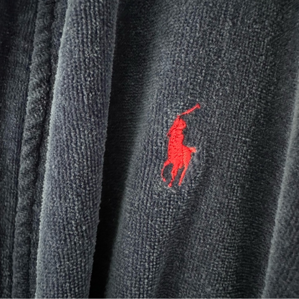 Ralph Lauren Navy Terry Robe with Red Polo Embroidery L/XL - Picture 3 of 6